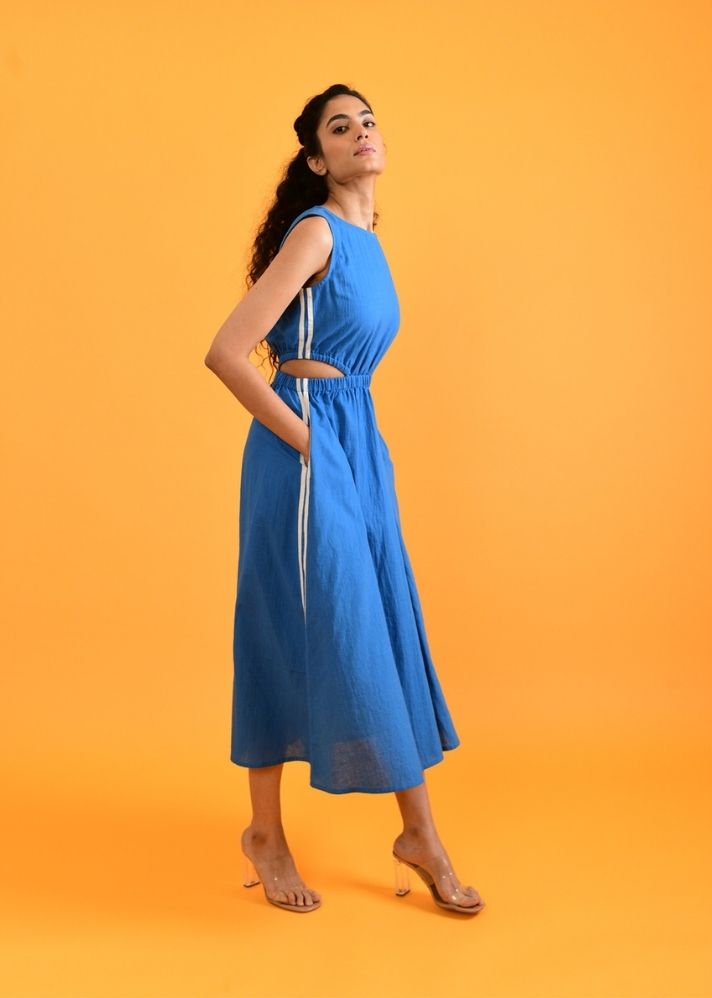 Egyptian Blue Cut Dress Rias Jaipur